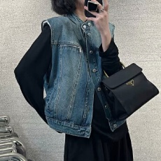 批发美式港麦复古垫肩春秋季休闲夹克男女情侣无袖坎肩牛仔<b class='q'>外套</b>马甲