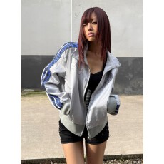 批发【原版210克十万针刺绣美式街头短款正肩<b class='q'>外套</b>豹纹缎面立领 <b class='q'>夹克</b>