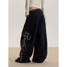 批发美式789复古<b class='q'>街头</b>字母卫裤女春秋季女爵士舞裤宽松直筒休闲阔腿裤