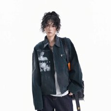 批发设计感夹克就位复古潮流单宁做旧破洞长袖牛仔<b class='q'>衬衫</b>式外套宽松新款