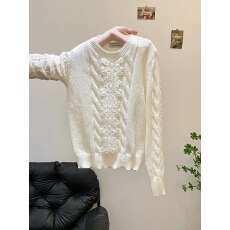 批发法式蕾丝套头马海毛毛衣针织衫女初<b class='q'>春</b>软糯高级感洋气独特别致上衣