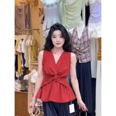 批发设计感扭结V领背心女2026夏季新款度假风小众修身别致无袖上衣