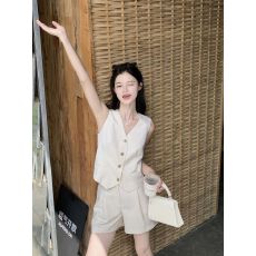 批发复古气质修身V领西<b class='q'>装</b>马甲高腰阔腿休闲<b class='q'>裤</b>女2026夏季新款<b class='q'>时尚</b>套<b class='q'>装</b>