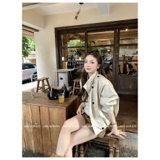 批发2026年春秋季新款小个子立领<b class='q'>皮衣</b>女装新款显瘦高级感廓形风衣外套