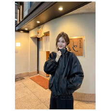 批发2026年春秋季新款小个子时尚百搭休闲复古廓形飞行立领<b class='q'>皮衣</b>夹克女