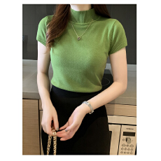 批发2025春季新款半<b class='q'>高领</b><b class='q'>打底衫</b>女装夏季短袖针织衫内搭短款<b class='q'>打底衫</b>上衣