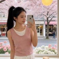 批发纯欲<b class='q'>假两件</b>撞色拼接无袖针织吊带背心女夏季新款修身显瘦内搭上衣