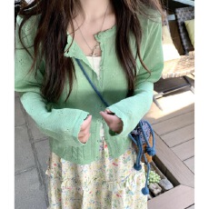 批发韩系百搭长袖<b class='q'>圆领</b>防晒<b class='q'>开衫</b>女装2026春夏新款宽松显瘦薄款<b class='q'>针织</b>上衣