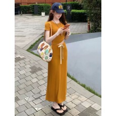 批发时尚纯色穿搭套装运动风高级感<b class='q'>短袖</b>T恤上衣显瘦修身包臀裙两件套