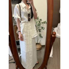 批发法式老钱风白色<b class='q'>套装</b>女款2026年夏季气质简约白色衬衣半身裙两件套