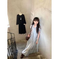 批发2026年夏季新款韩系简约风短袖<b class='q'>衬衫</b>上衣中长款半身裙显瘦两件套女