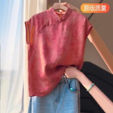 批发新中式国风<b class='q'>真丝</b>衬衫女夏季2025新款斜襟小衫改良<b class='q'>旗袍</b>短袖国风上衣