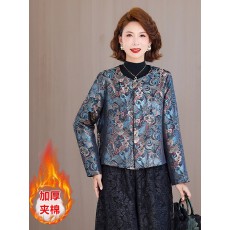 批发2025秋冬新款百搭洋气棉服精致轻奢圆领高贵新中式夹棉<b class='q'>妈妈</b><b class='q'>外套</b>女