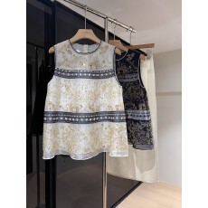 批发亭台阁楼桑蚕丝<b class='q'>欧根纱</b>重工钉珠假双层无袖A字套头衬衫新中式仙