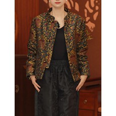 批发2025年冬季新款大码女装胖mm新中式风印花<b class='q'>外套</b>女长袖开衫国风上衣