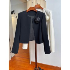 批发气质通勤玫瑰花无扣开衫晚装小外套2026春季短款小香风西装上衣<b class='q'>女</b>