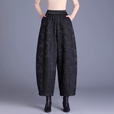 批发高端提花阔腿裤女2026新款春装宽松九分花苞裤子高腰休闲奶奶裤