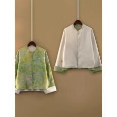 批发2026新款双面双穿春季新中式上衣宽松提花立领薄款<b class='q'>女装</b><b class='q'>外套</b>上衣女