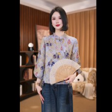 批发【宝福象】新中式国风2026春季新款老钱风<b class='q'>衬衫</b>蜀锦上衣