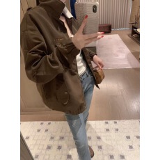 批发秋季翻领拼接撞色外套女日系工装潮牌复古休闲<b class='q'>户外</b><b class='q'>宽松</b>夹克