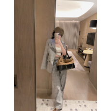 批发御姐气质女神范套装女2025秋<b class='q'>冬</b>新款格子西装外套阔腿裤两件套
