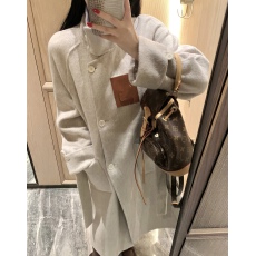 批发高级感立领杏色<b class='q'>双面</b>呢子<b class='q'>大衣</b>女长款过膝高个子羊毛呢外套