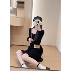 批发韩系秋冬季小个子短裙收腰显瘦针织连衣裙女内搭打底裙<b class='q'>气质</b>百褶裙