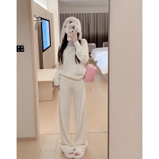 批发时尚毛衣套装女秋<b class='q'>冬</b>宽松慵懒风半高领加厚内搭针织阔腿裤两件套