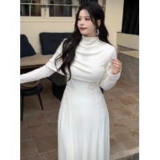 批发蝶来新中式改良<b class='q'>刺绣</b>收腰<b class='q'>连衣裙</b>气质半高领可拆卸披肩