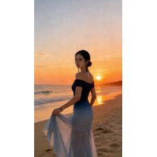 批发设计感渐变蓝纯欲风<b class='q'>连衣裙</b>夏季海边沙滩度假风长裙