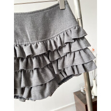 批发圣诞防走光木耳边蛋糕半身裙女冬韩系气质短裙