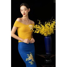 批发纯欲风性感微胖mm新中式国风花朵刺绣背心女印花半裙御姐两件套