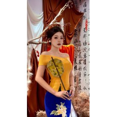 批发纯欲风性感微胖mm新中式国风花朵刺绣背心女印花半裙御姐两件套