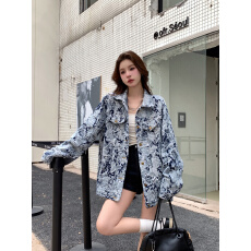 批发小香风重工牛仔外套女春秋新款高级设计感小众宽松夹克上衣中长款