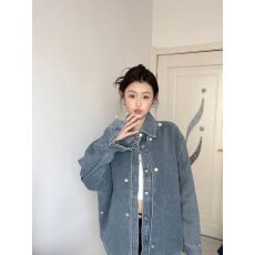 批发港风复古chic牛仔衬衫外套女春秋新款设计感休闲<b class='q'>百搭</b>学生夹克上衣