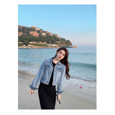 批发浅蓝色水洗休闲牛仔外套女秋短款2025新款薄款<b class='q'>修身</b>小个子