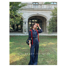 批发2025春秋新款小个子复古显瘦牛仔<b class='q'>连体裤女</b>早秋新款深蓝色百搭长裤