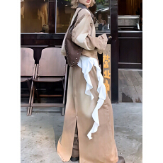 批发翻领短款牛仔<b class='q'>外套</b>高腰半身裙两件套女春秋新款韩版复古时尚套装潮