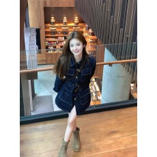 批发港味复古高级感正肩工装风<b class='q'>牛仔</b>连衣裙女春季新款收腰显瘦气质短裙