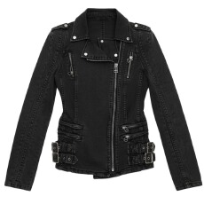 批发复古松弛感收腰显瘦牛仔短外套女2025新款修身正肩机车服夹克上衣