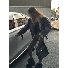 批发加厚高级感休闲复古大毛领独特超好看夹棉厚外套保暖冬季宽松<b class='q'>夹克</b>