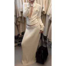 批发韩版巨好看千金风拉链针织衫半身<b class='q'>裙</b>两件套女春秋季<b class='q'>修身</b>高级感套装