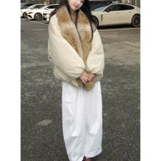 批发<b class='q'>韩版</b>复古小众设计感毛领派克女冬季百搭宽松加厚保暖长袖棉服<b class='q'>外套</b>