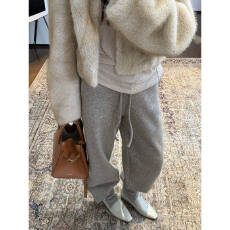 批发2026年针织韩版灰色休闲设计感束脚长<b class='q'>裤</b>慵懒简约宽松百搭<b class='q'>时尚</b>卫<b class='q'>裤</b>