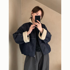 批发2026年设计感加厚保暖羊羔毛牛仔外套女冬季时尚韩系宽松短款棉服