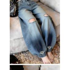 批发新款复古蓝色牛仔阔腿<b class='q'>裤</b>子女2026夏季新款高级感宽松慵懒松弛休