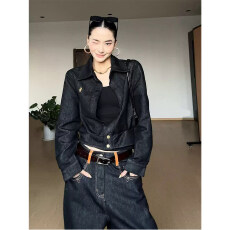批发美式复古牛仔套装女春秋新款辣妹工装外套高级感<b class='q'>显瘦</b>阔腿裤两件套