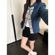 批发法式小香风<b class='q'>牛仔</b><b class='q'>外套</b>女春秋季新款蕾丝拼接设计感小众通勤气质上衣