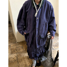 批发韩系简约深蓝色短款夹克女2026春秋季薄款宽松百搭休闲<b class='q'>外套</b>上衣潮