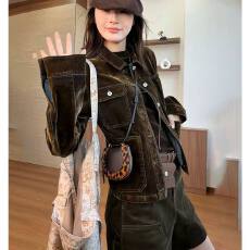 批发复古丝绒<b class='q'>牛仔</b><b class='q'>外套</b>女春秋新款美式短款上衣高腰显瘦阔腿短裤两件套